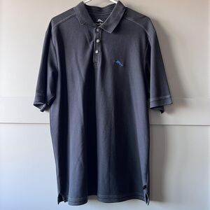 Tommy Bahama Polo Shirt Mens Large Charcoal Supima Cotton Blend Marlin Logo